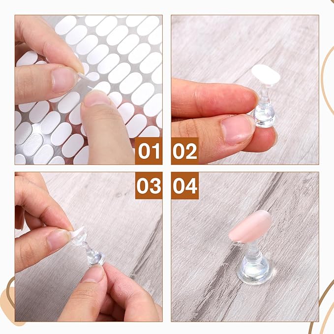 600 Pcs False Tip Double Sided Adhesive Tapes with Tweezers, Waterproof Breathable Double Sided Nail Glue Stickers for Nail Art Holder Pre-Cut Display Strips