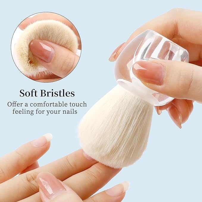BQAN Nail Dust Brush Nail Art Dust Powder Remover Brush Nail Arts Dust Cleaner Brush Soft Kabuki Cleaner Brush for Makeup or Acrylic UV Gel Nail Arts (Transparent)