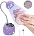 CGBE UV LED Nail Lamp, 36W Mini Cordless Flash Cure Lamp, USB Rechargeable Goosenecks LED Nail Light with 4 Timers & Auto Sensor for Salon Home DIY Use, Purple Diamond