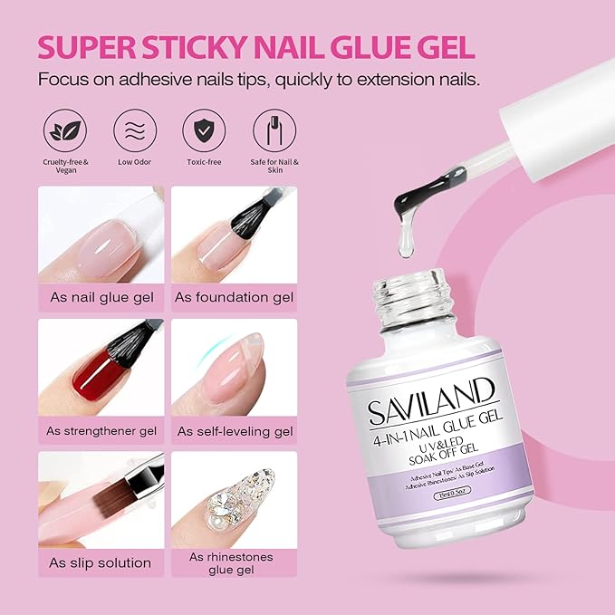 SAVILAND Almond Gel Nail Kit: Nail Drill Kit U V Lamp for Nails 500PCS Almond Nail Tips Gel Nail X Kits Nail Glue Easy Use Manicure Tool Extension Set DIY At Home Salon Gift for Women