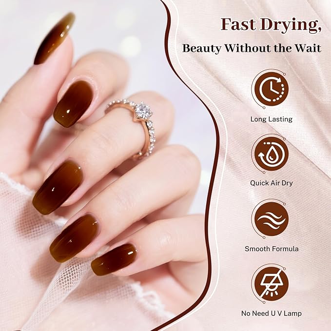 16.5ml Jelly Sheer Amber Nail Polish Large Volume Quick Dry Nail Polish, Long Lasting Shine, Fingernail Toenail Nail Art DIY Home Travel Nail Art Gift