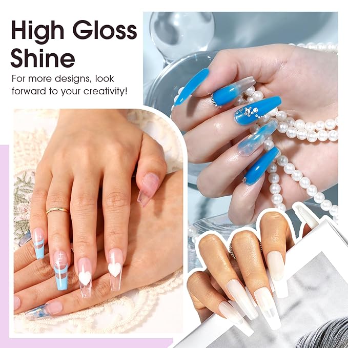 ROSALIND Poly Nail Gel Set, 8 Colors Blue Purple Poly Extension Gel Nail Set, Nude White Poly Nail Gel Kit Builder Nude Gel Extension Kit for Nail Art Easy DIY Gift for Women