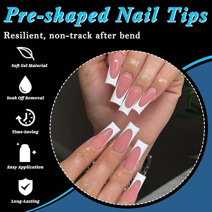 300pc Medium Square Nail Tips, Soft Gel Nail Tip Square Medium Fake Nails Artificial Fingernail, 15 Sizes Full Cover Clear Press on Nail Acrylic Nails Tips for Nail Extensions, Press on Nails Making