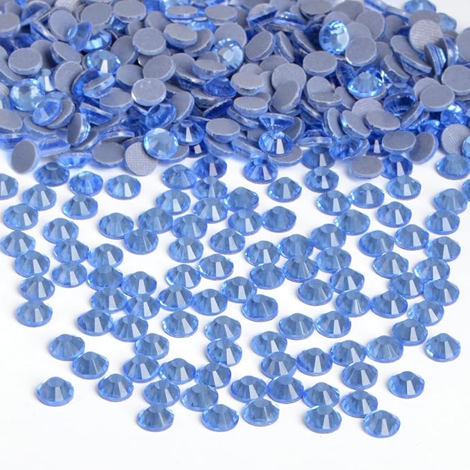 Bymitel Hotfix Crystal Rhinestones Round Gems Iron on DIY Jewelry Making Flat Back for Crafts,Lt. Sapphire, 6.3mm(SS30/288pcs)