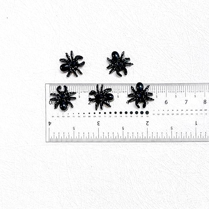 50pcs 3D Black Spider Nail Charms & Gems - Halloween DIY Nail Art Supplies