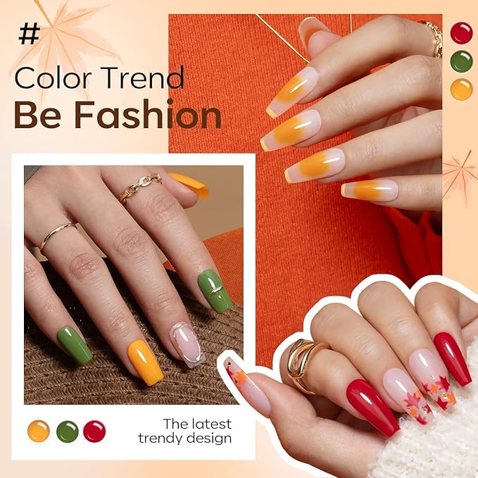 modelones 40 Pcs Gel Nail Polish Set, Nude Brown Green Red Purple Orange Gold Jelly White Colors Blooming Gel Polish Kit with Base Coat & Matte Glitter Glossy Top Coat DIY Mani Gfit