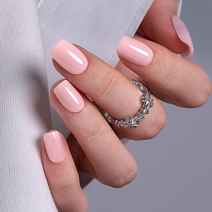 Curvlife Soft Gel Press on Nails, 30Pcs 15 Sizes Gel Nail Tips, Pink Style Full Cover Design Reusable Fake Nails Kit with Glue and Adhesive Tabs