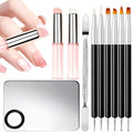 10Pcs Ombre Nail Brush Set, Silicone Chrome Powder Brush for Blooming & Aura Nails, French Tip Manicure, Nail Palette | Mixing Rod | Gradient Painting Pen Acrylic Nails Polish Design Tools