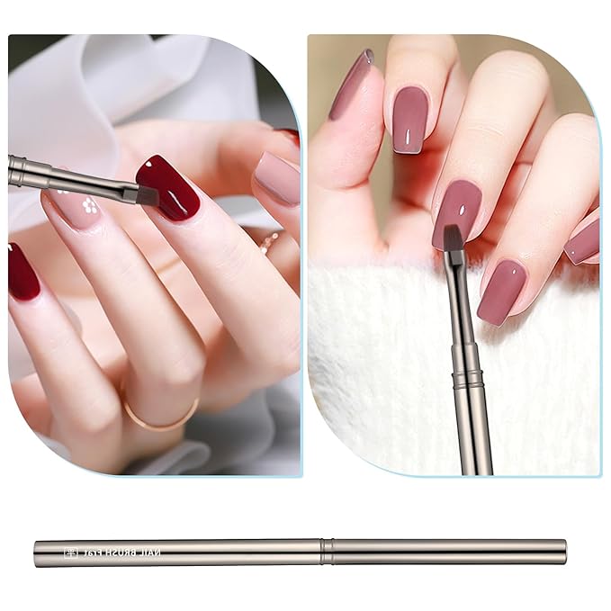3Pcs Nail Polish Clean Up Brush Set, Cleaning Mistake Polish On Cuticles Angled Round Flat Brush Acetone-Resistant Gradient Handle Brushes for Nail Art Design Professional DIY