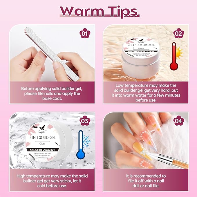 Solid Builder Gel for Nails, UV LED Soak Off, 15g Clear Non-Sticky Molding 3D Sculpting Gel Kit, Nail Art Carving Building with Sculpture Pen Nail Art Tools Set