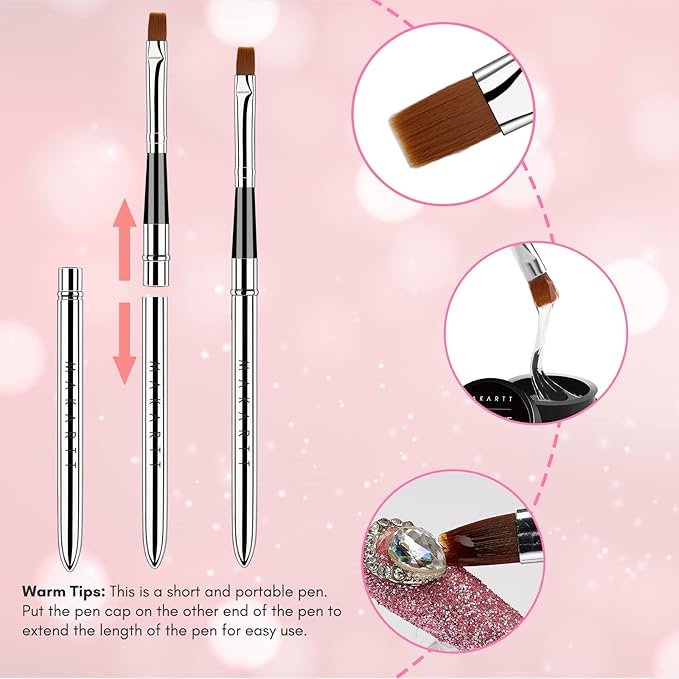 Makartt Updated 2pcs Nail Rhinestone Glue Gel with Brush& Pen tip Bundle with Makartt Nail Rhinestone Glue Gel with Brush Pen Set