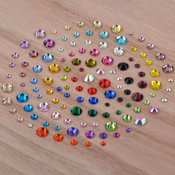 7000 Pieces Rhinestones 5 Sizes Round Crystal Glass Flat Back Rhinestones with 1Tweezers and 1Picking Pen for Nail Art Crafts Clothes Bags DIY (24 Colors Mixed 5 Sizes)