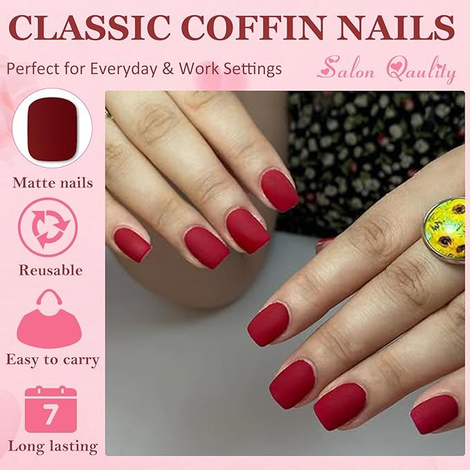 AddFavor Press on Nails Short Square Fake Nails, 576pcs 24 Colors Square Press on Nails Full Cover Acrylic Nail Press ons, Matte False Nail Tips for Women Glue on Nail