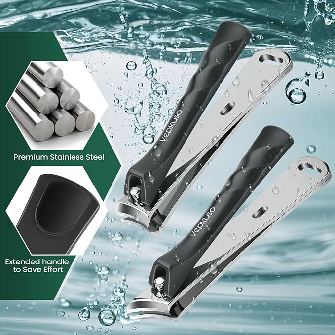 Nail Clippers Set for Men & Women – Professional Toenail Clippers for Thick Ingrown Nails for Seniors, Ultra Sharp Stainless Steel Fingernail Clipper & Nail Cutter, Gift Idea