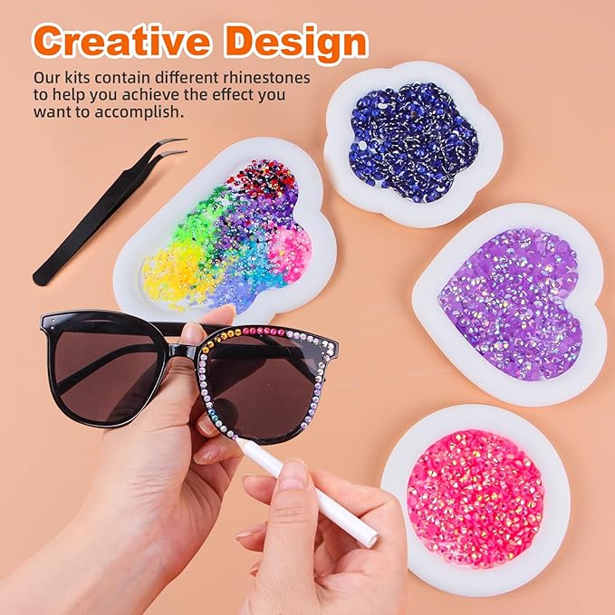 18000Pcs Resin Jelly Rhinestones for Bedazzling, 28 Colors 4mm Flatback Gems for Diamond Art, Bedazzler Kit with 3Pcs 10ml B7000 Jewelry Glue for Crafting Crafts Book Shoes Nail Art