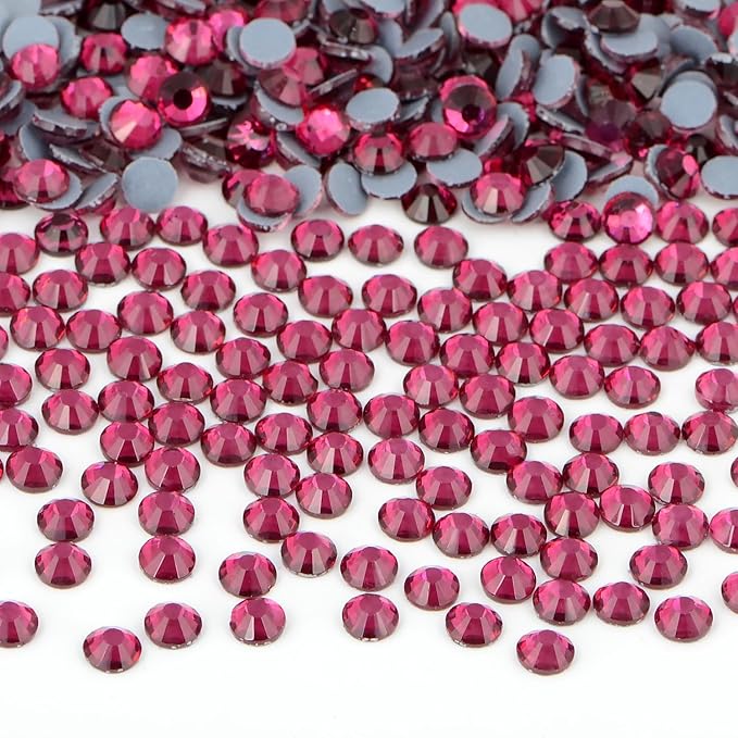 Bymitel Hotfix Crystal Rhinestones Round Gems Iron on DIY Jewelry Making Flat Back for Crafts,Fuchsia, 1.6mm(SS4/2880pcs)