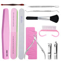 Professional Nail Care Kit,Nail Files 100/180,Nail Buffer Block,Cuticle Nippers,Cuticle Trimmer,Cuticle Pusher,Nail Art Tools,Pedicure & Manicure Tools,Nail Prep Kit,Manicure Kit for Women
