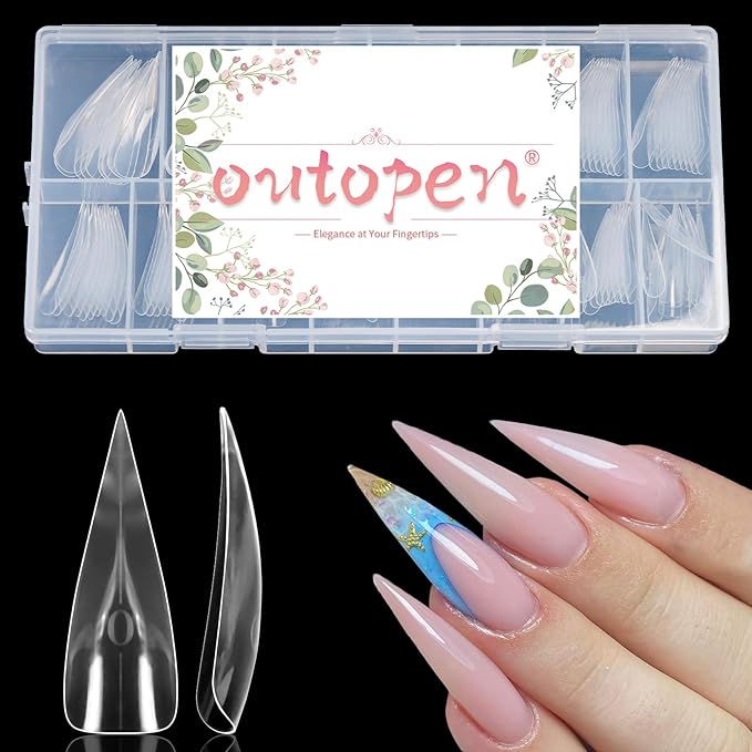 outopen 150pcs Long Eagle Claw Nail Forms Clear Full Cover Eagle Stiletto Nail Extension Art Mold Reusable Eagle Curved Nail Forms for Sculptural Polygel Acrylic Extension DIY Manicure, 15 Sizes