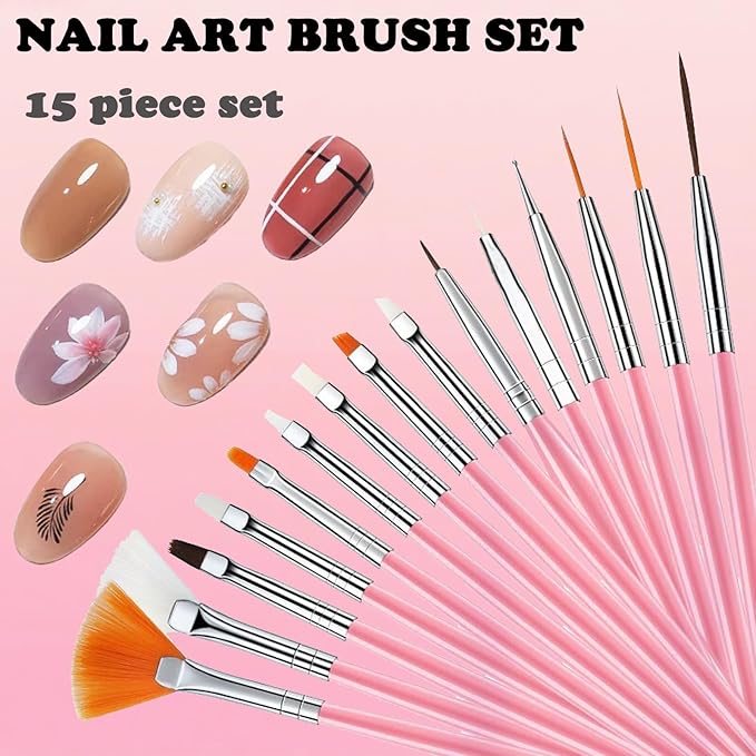Nail Art Tools Set, Nail Art Brushes with Nail Art Palette, Nail Dotting Tools, Dual Tipped Silicone Nail Tools, Nail Design Tools Supplies Kit for Nail Tech and Beginners
