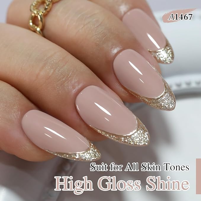 Double Rhythm Gel Polish 15ML Jelly Sheer Pastel Light Milky Color Pearl White Bottle 1 PC 0.5 OZ Full Size Nail Art Salon at Home (Milky Khaki-D1467)