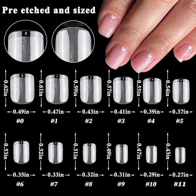 LoveOurHome 600pc Extra Short Square Fake Nail Tips Clear Press on Nails Short Soft Gel Nail Tips Full Cover Square Acrylic Nails Tip XS Artificial False Fingernail for Gel Nails Extension