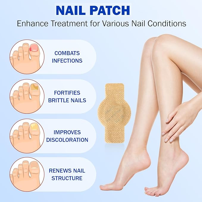 Fungal Nail Patches 21 PCS, Toenail Treatment Extra Strength 8-Hour Overnight Nail Fast Acting Repair Effortless Hydrogel Nail Care and Repair for Damaged Nails Overnight Renewal for Men and Women