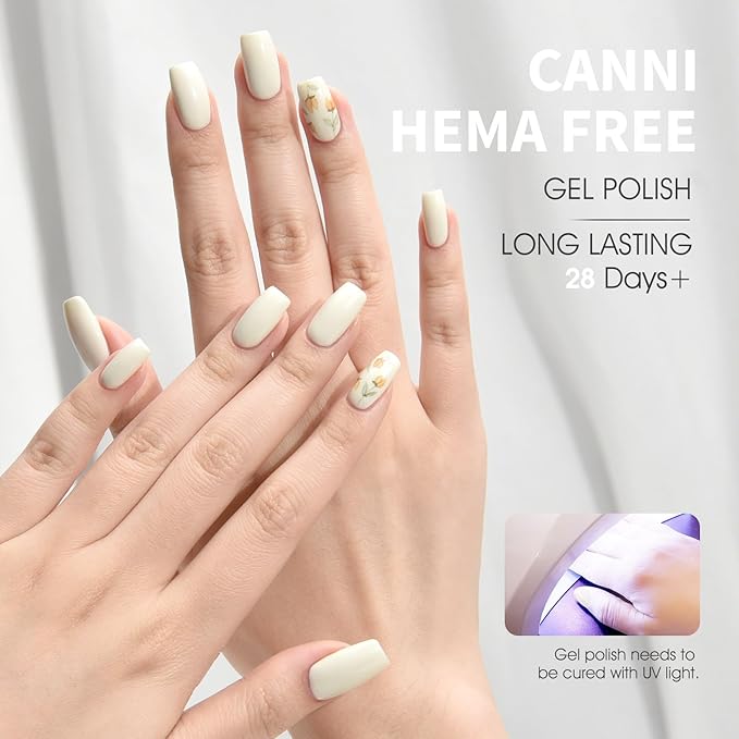 CANNI Milky Gel Nail Polish, 1Pcs White Gel Polish Color High Gloss Soak Off UV Nail Manicure Salon DIY