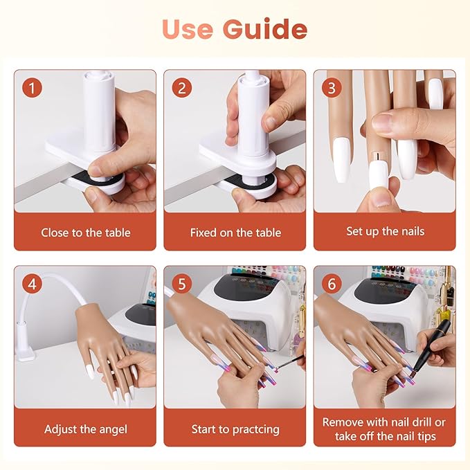 Practice Hand for Acrylic Nails: Nail Tips Won't Fall off From Fake Nail Practice Hand - Flexible Nail Mannequin Hand Practice for Beginners