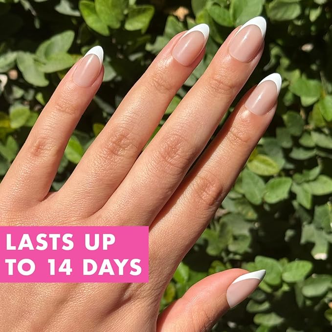 Olive & June Instant Mani Press-On Nails (Glue) | 42 Fake Nails, 21 Sizes | Non-Toxic, Long-Lasting Recycled Materials Realistic Look | Salon-Quality at Home | Medium, Almond | Iconic French