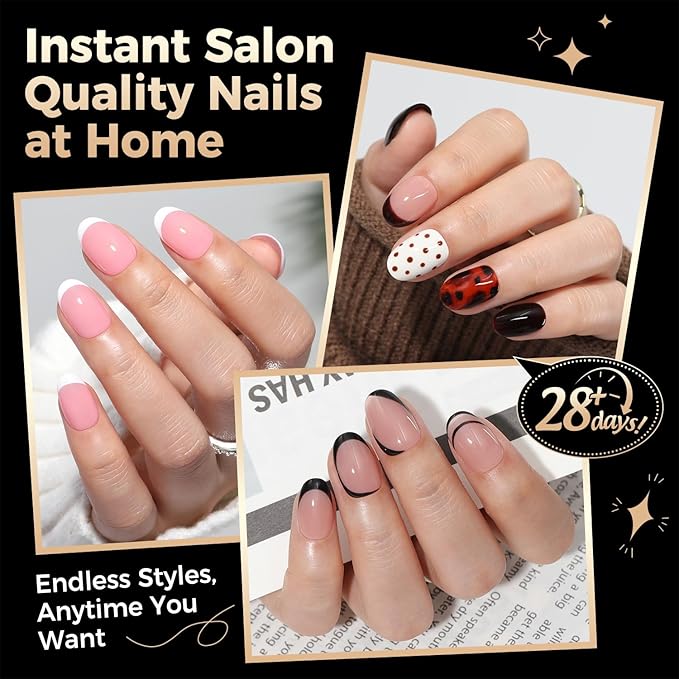Short Oval Round Nail Tips: 504Pcs Tri-Layer Core Soft Gel Short Nail Tips Pre-shaped Oval Shape Half Matte Full Cover No Filed Clear Press on Nails Extension DIY Salon 12 Sizes