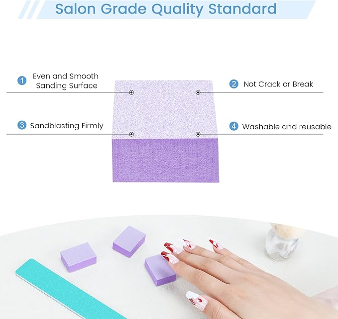 100 PCS Mini Nail Buffer Block, 2 Way Mini Buffers Coarse Grit 80/100, Small Buffing Block for Acrylic Nail Gel Polish Nails Pedicure & Manicure, Purple & Orange