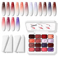 Sponge Pat Gel Nail Polish Palette, 16 Colors Blending Ombre Gel Polish Patting Gradient Painting Nails Art, No Wipe, UV/LED Cured (16 Colors F)
