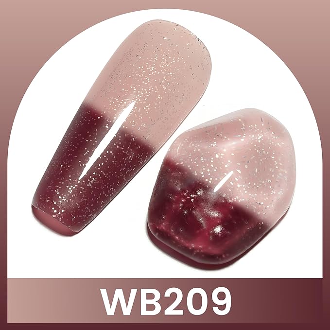 YTD Likomey Color Changing Gel Nail Polish,15ml Light Pink To Burgundy Glitter Mood Temperature Change Colors Ombre Thermal Salon Home Fall Winter Manicure UV Varnish,WB209