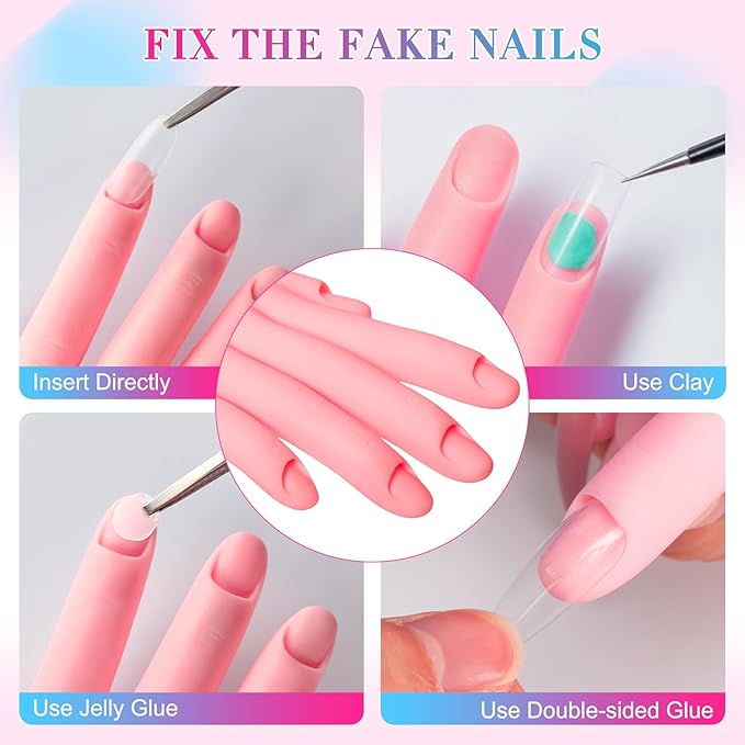 Buqikma Nail Practice Hand for Acrylic Nails, Mannequin Hand for Nails Practice, Flexible Bendable Fake Hand Manicure Nail Practice Hand 1Pcs