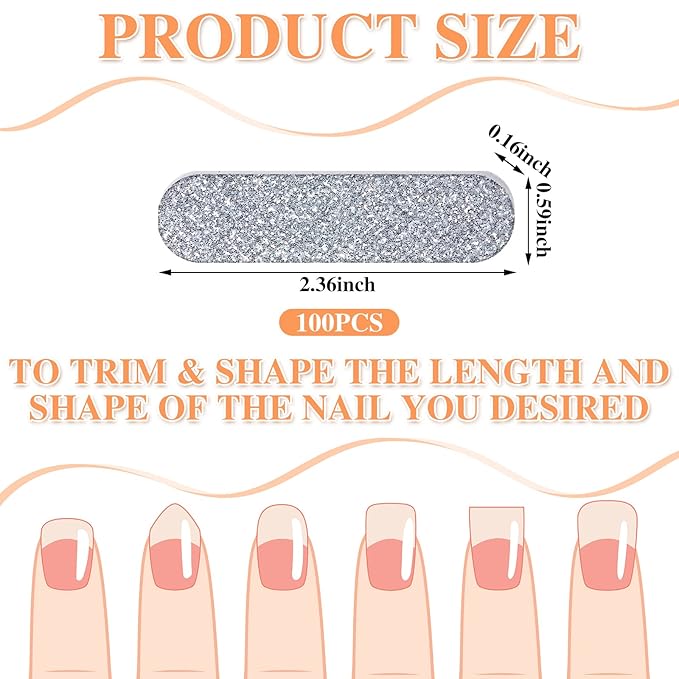 Sumind Mini Nail Files (100 Pack), 2.36 Inches Emery Board Nail Files for Acrylic Natural FingerNails, 240 Grit Small Double Sided Fingernail Filer Bulk Mini Professional Finger Toenail Filer Manicure