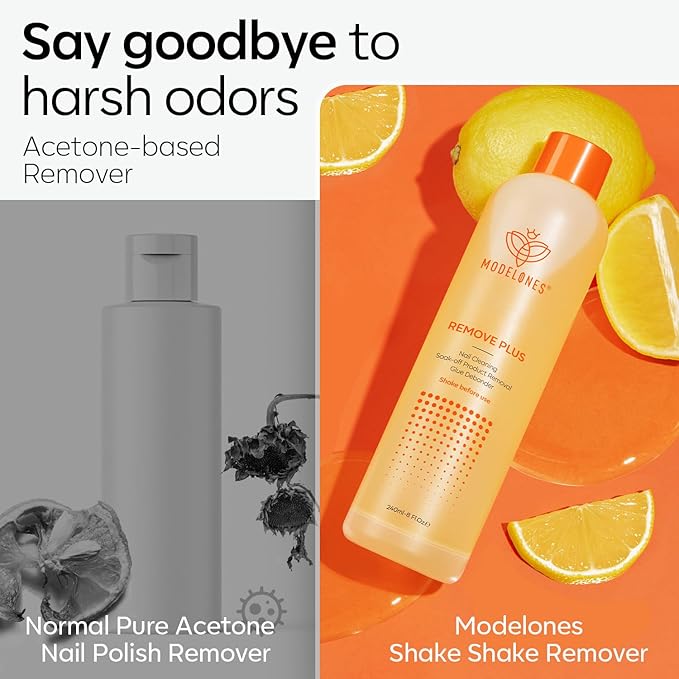 Modelones Nail Polish Remover, Acetone Nail Polish Remover Enriched with Jojoba Oil Gel Polish Remover for Gel Glue Acrylic Dip Powder Remover for Home Salon(8 FL.Oz., Pack of 2)