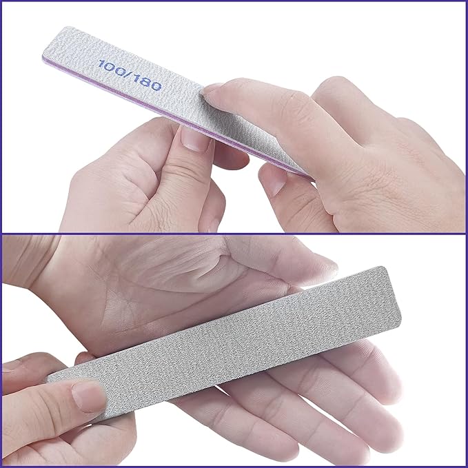 Nail Files (24 Pack), 100/180 Grit Emery Boards Nail File for Natural Nails and Acrylic Nails, Double Sided Emory Boards limas para unas acrilicas Profesional Fingernail Filer Reusable Manicure Gray