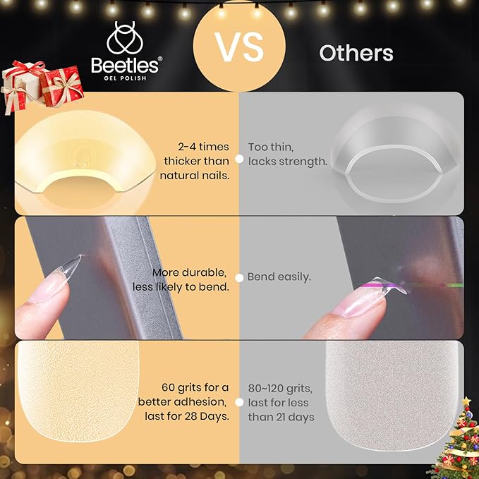 Beetles Gel Nail Tips Medium Almond Etch X, 12 Sizes 288 PCS Half Matte Full Cover Press on False Nail Tips Clear Acrylic Nails Extension Glue on Nails DIY Gift for Women