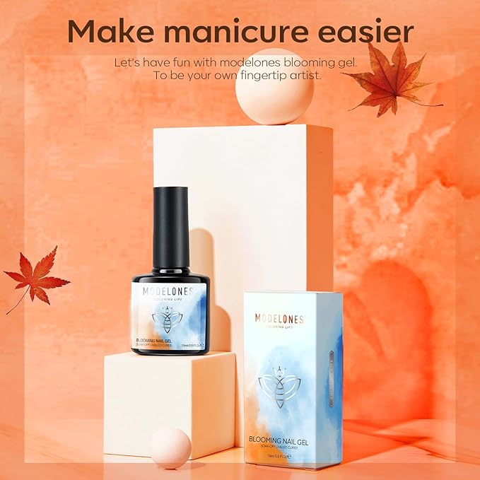 modelones Blooming Gel Nail Polish, 15 ml Clear Nail Art Accessories Stuff for Spreading Effects, Floral Print, Marble, Watercolor Design (Pack of 2)