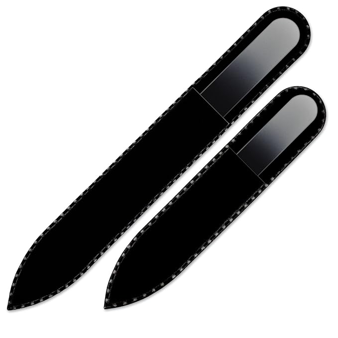 Mont Bleu Set of 2 Color Glass Nail Files - Handmade - Genuine Czech Tempered Glass - Crystal Nail File Manicure Nail Care - Beauty Nail File