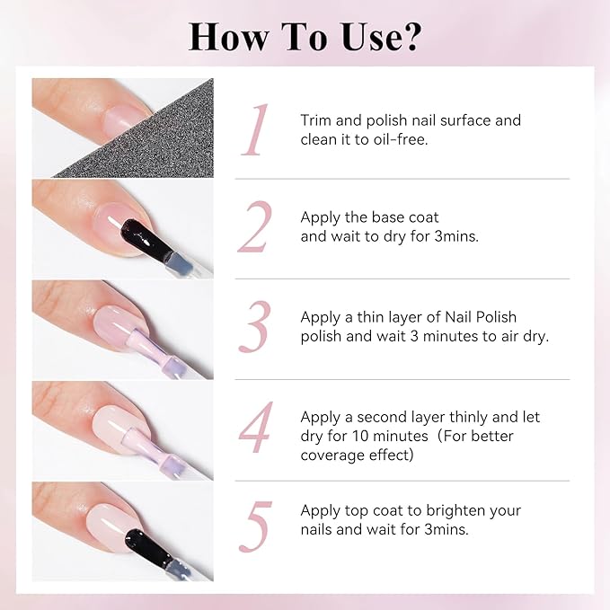 Quick Dry Nail Polish Set: 24 Colors Regular Fingernail Polish Non Gel Bulk Black Nude Pink Red Green Blue Purple Long Lasting French Nail Art DIY Home Gift Set for Women