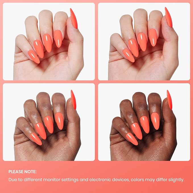 Beetles Coral Orange Gel Polish - Carly Coral Peach Orange Color Spring Nails Soak Off UV LED Nail Lamp Gel Polish 15 ml Nail Art DIY Manicure Gift for Women Girls