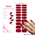 Bright Red Semi Cured Gel Nail Strips 20Pcs Gel Nail Stickers UV/LED Light Needed Gloss Nails Polish Strips Full Polish Nails Wraps for Women Includes Prep Pads, File, Wooden Cuticle Stick