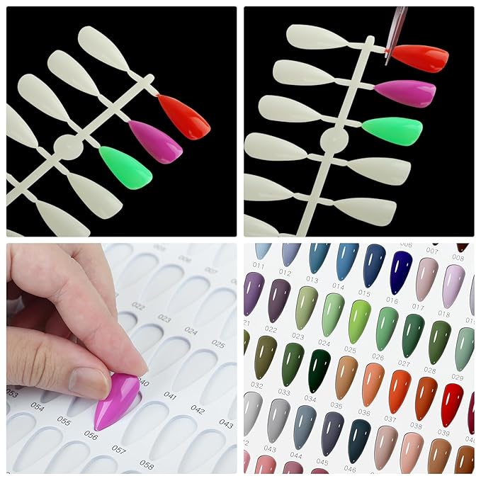160 Nail Color Book,with 240 Flase Tips & 1-200 Number Sticker Labels,Professional Nail Color Swatches Book for Polish UV Gel(White)