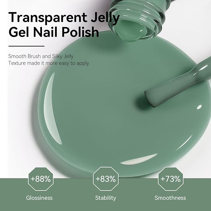 MEGIOR Olive Green Gel Nail Polish 0.5 Fl Oz Green Long Lasting Soak Off UV LED Lamp Light Curing TPO Free Gel Polish Kit for Salon and Nail Art Starter Manicure DIY at Home