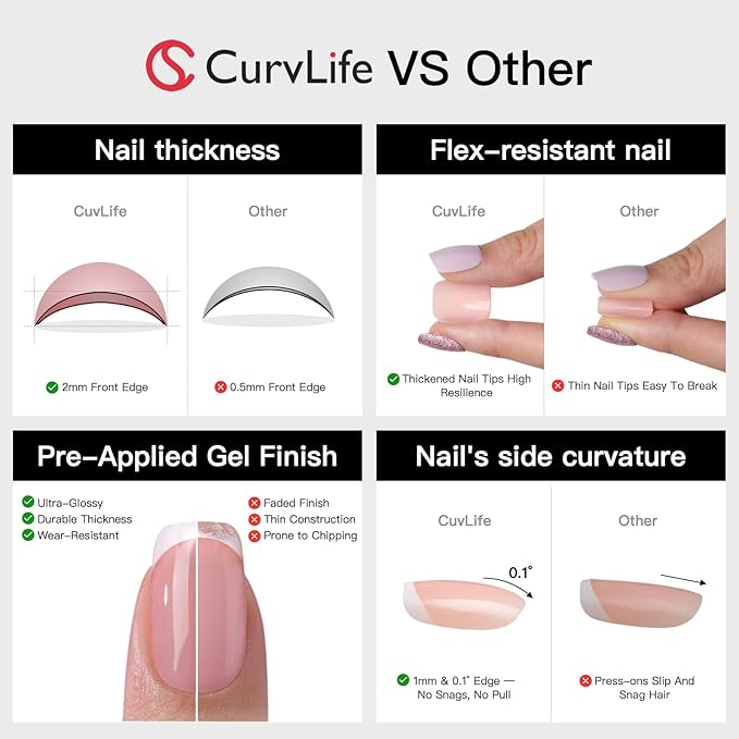 Curvlife Press on Nails Square Acrylic Cat Eyes Pink Fake Nails with Design Full Cover False Reusable Nail Kit with Nail Glue Adhesive Tabs, Women Girl Gift