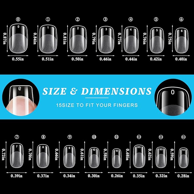 LoveOurHome 420pc Medium Squoval Gel Nail Tips Round Square Press On Nails Clear Full Cover False Artificial Fingernail for Gel Extension Acrylic Nails