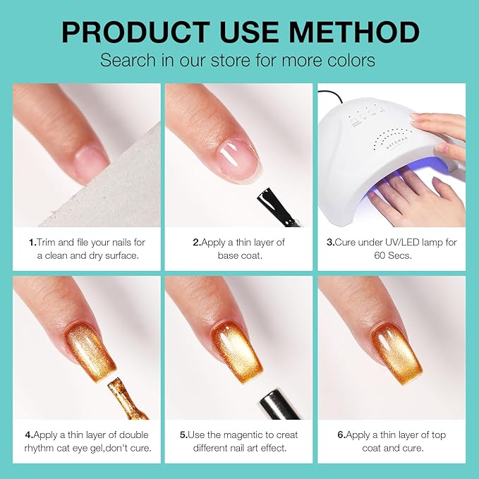 Green Cat Eye Gel Nail Polish with Magnetic Stick - 12ML Glitter Magnetic Nail Polish for Multiple 3D Effects, Soak Off UV LED Gel Polish for DIY Manicure Salon Gifts for Women