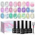 Pearl Mermaid Gel Nail Polish 12 Colors Magnetic Cat Eye Shimmer Glitter Gel Polish Spring Summer Colors Cat Eye Manicure Gift Soak Off Lamp Salon DIY at Home
