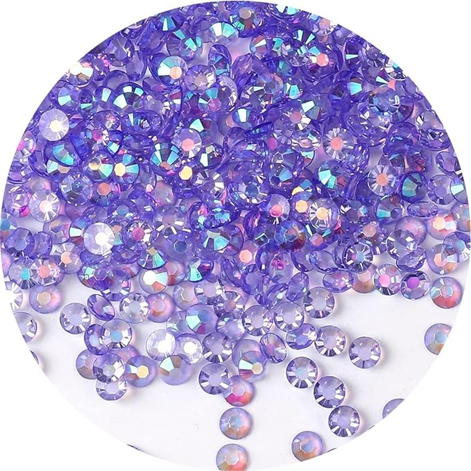 1440 Pcs SS20 5mm AB Flatback Rhinestones for Nails Art Crafts Transparent Glitter Round Gems Crystals DIY Clothes Shoes(Clear Light Purple AB)